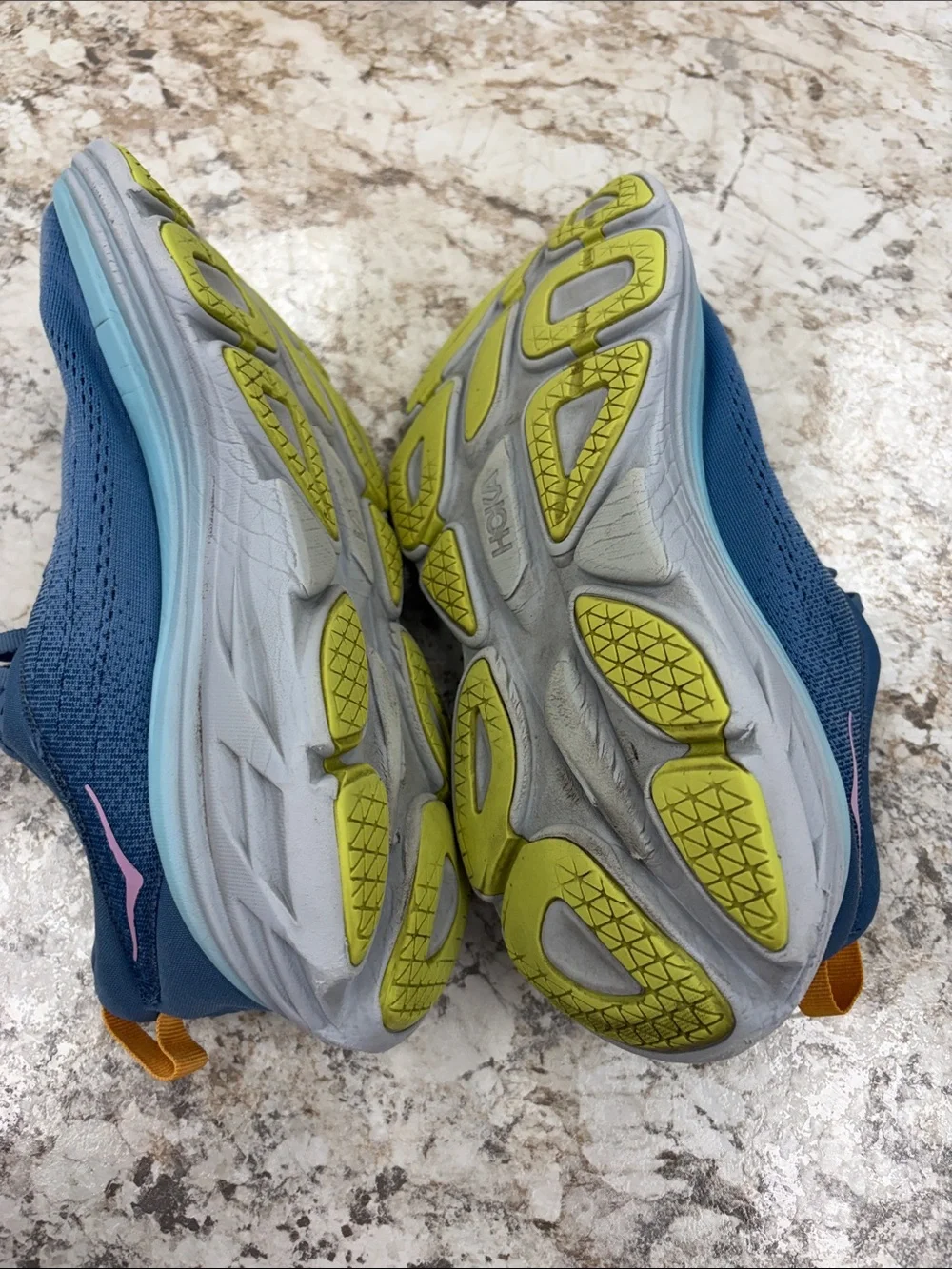 Hoka Women's Slate Blue Athletic Sneakers with Pink Logo